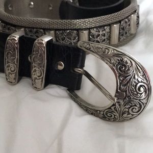 NANNI MADE IN ITALY WOMENS LEATHER AND METAL DESIGNER BELT